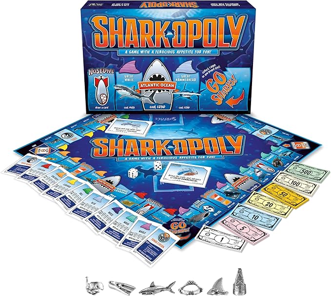 Late for The Sky Sharkopoly Board Game Family Property Trading Game for 2–6 Players Ages 8+ Ocean Theme with Shark Tokens Fun Party Gift for Kids &amp Adults