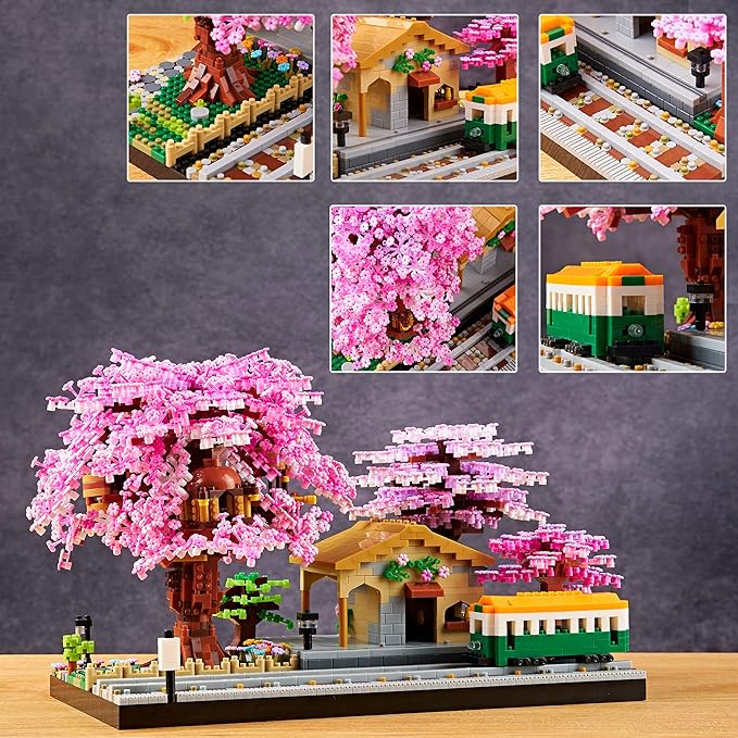 Japanese Cherry Blossom Tree Building Set Mini Micro Blocks Kit for Adult Flowers House Bonsai Tree Building kit Ideas Toys Present for Girls 14+