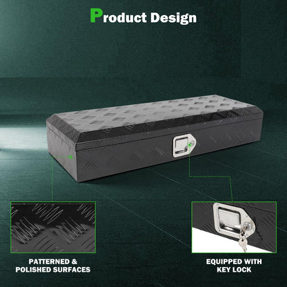 SCITOO 34" Aluminum Diamond Plate Truck Bed Tool Box,Heavy Duty Crossover Storage for Most Full Size Pickups,Lockable Weatherproof Chest,Fits 35 Inch Truck Beds,Easy Access to Load and Unload