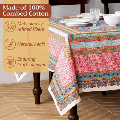Maison d' Hermine Premium Table Cloth Rectangle Table 100% Combed Cotton 108 x 70 Inches Tablecloth Reusable Decorative for Dining Room, Farmhouse, Home, Party, Festive & Wedding - Lauris