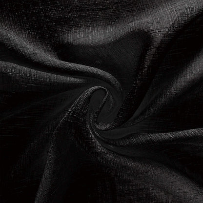 KOUFALL Black Sheer Curtains 84 Inches Long for Bedroom 2 Panels Set,Linen Look Rod Pocket Semi Light Filtering Boho Gothic Curtains for Living Room Window