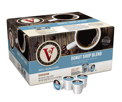 Donut Shop Blend for K-Cup Keurig 2.0 Brewers, Victor Allen Coffee, Medium Roast Single Serve Coffee Pods, 80 Count & French Vanilla for K-Cup Keurig 2.0 Brewers, 80 Count