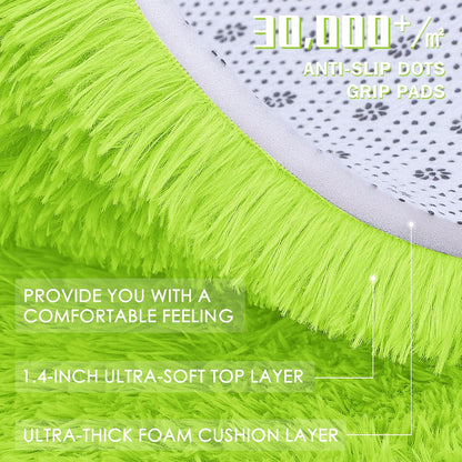 OLANLY 2x6 Machine Washable Runner Rug - Soft Fluffy Shaggy Indoor Carpet for Bedroom & Hallway | Lime Green