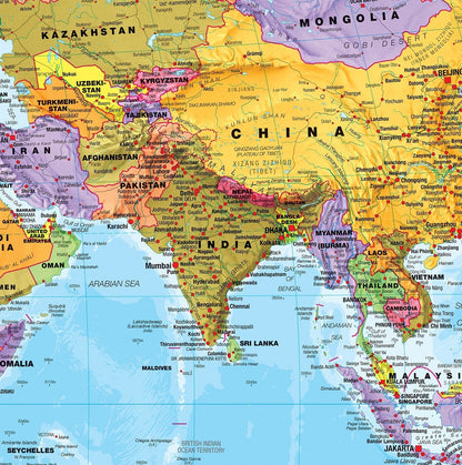 Maps International Giant World Map Poster - Mega-Map of The World - Front Sheet Laminated - 46 x 80 - Updated 2025