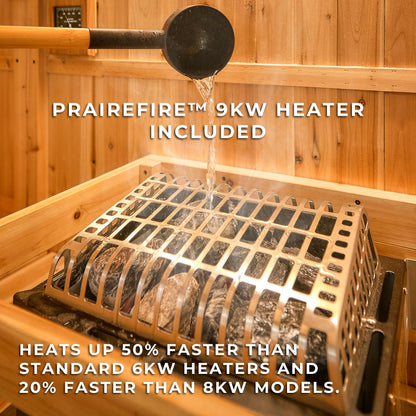 Backyard Discovery Henley 4-6 Person Traditional Cedar Outdoor Cabin Sauna with Electric Sauna Heater, Glass Door, Sauna Rocks, Dry Heat, Steam Sauna, LED Lights, Wi-Fi Control, Sauna Accessories