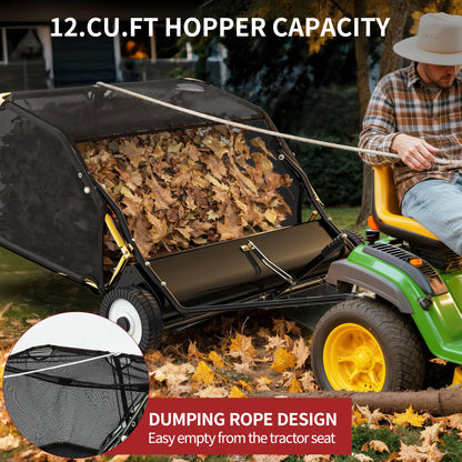 YITAMOTOR 50" Lawn Sweeper Tow Behind, Pull Behind Lawn Sweeper with Rotating Brush Drum and 25 cu. ft Large Capacity Collector for Leaves, Grass Clippings and Yard Debris