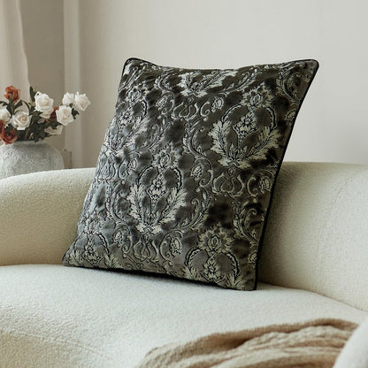 Damask Throw Pillow Covers Cases Soft Cut Velvet Design Pillow Cover Elegant Luxurious Gray Decorative Cushion Covers for Living Room Couch Bed Sofa Chair Home Decor Decorations 24x24inch 1piece