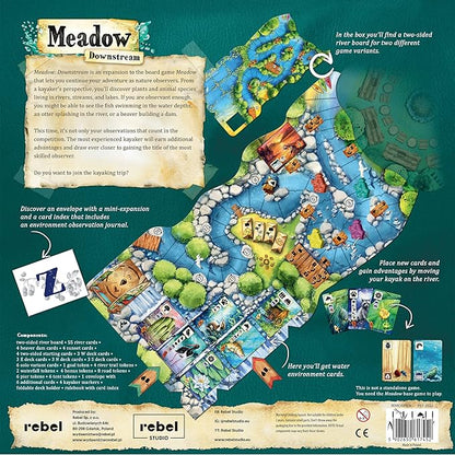 Meadow Downstream Board Game EXPANSION | Strategy Adventure Nature Fun Family for Adults and Kids Ages 10+ 1-4 Players Avg. Playtime 60-90 Minutes Made by Rebel(REBMEAD3)