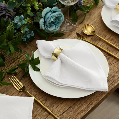 Newbridge Barcelona Luxury Damask Fabric Tablecloth, 70” Extra Wide x 144” Rectangle, White, 100% Polyester, No Iron, Soil Resistant Dining Room, Party and Banquet Table Cover