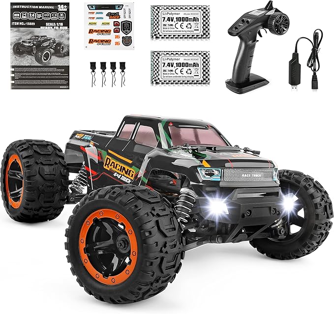 HAIBOXING Remote Control Car 16889 1:16 Scale 2.4Ghz RC Cars 4x4 Off Road Trucks Waterproof RTR RC Monster Truck 36KM/H Toys for Kids and Adults with 2 Batteries 35+ mins Play