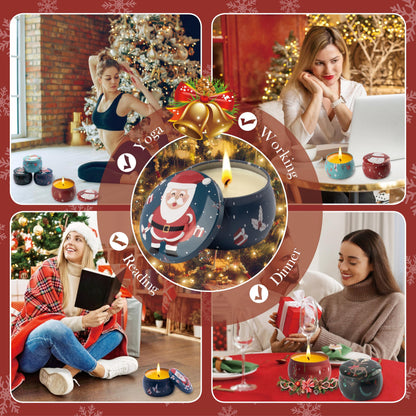 Auralome Christmas Scented Candles Gifts - Xmas Candle Gift Set for Women Men Aromatherapy Soy Wax Natural Small Festival Aroma Candle Gift 4 PCS 4.4 Oz for Mothers Day Birthday Diwali Teachers Girls