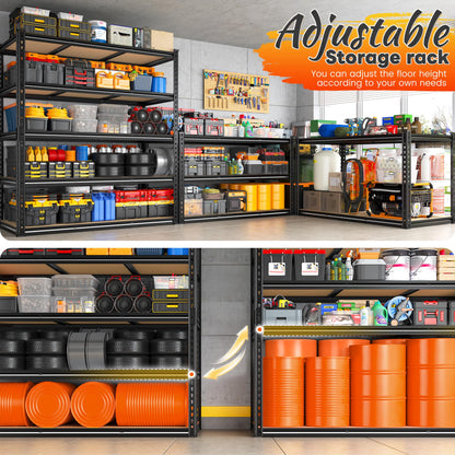 REIBII 48" W Garage Shelving 3080LBS Heavy Duty Storage Shelves 5 Tier Garage Shelves Adjustable Metal Shelving Unit Utility for Basement, Pantry, Warehouse, Commercial, Industrial, 72" H x 24" D