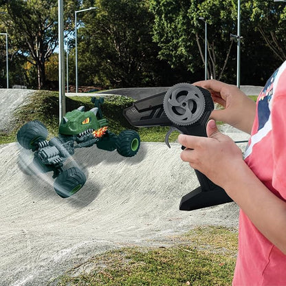 LEXiBOOK Crosslander® Dino Remote Controlled Dinosaur car up to 10km/h Crazy Stunts Pitching Integrated Gyroscope Light Effects Rechargeable RC59D