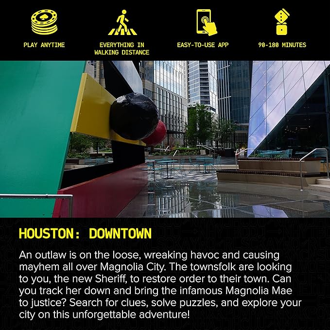 Houston Outdoor Escape Room | Real City Scavenger Hunt | Gifts for Adults &amp Families | 1-6 Players 2-3 Hours 1 Mile Walking Distance