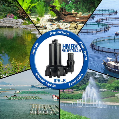 WaterRebirth (PB5000,4800GPH) High Flow Submersible Water Pump-Home/Inline Water Pump-Submersible Pump-Water Transfer Pump-Aquarium Pump