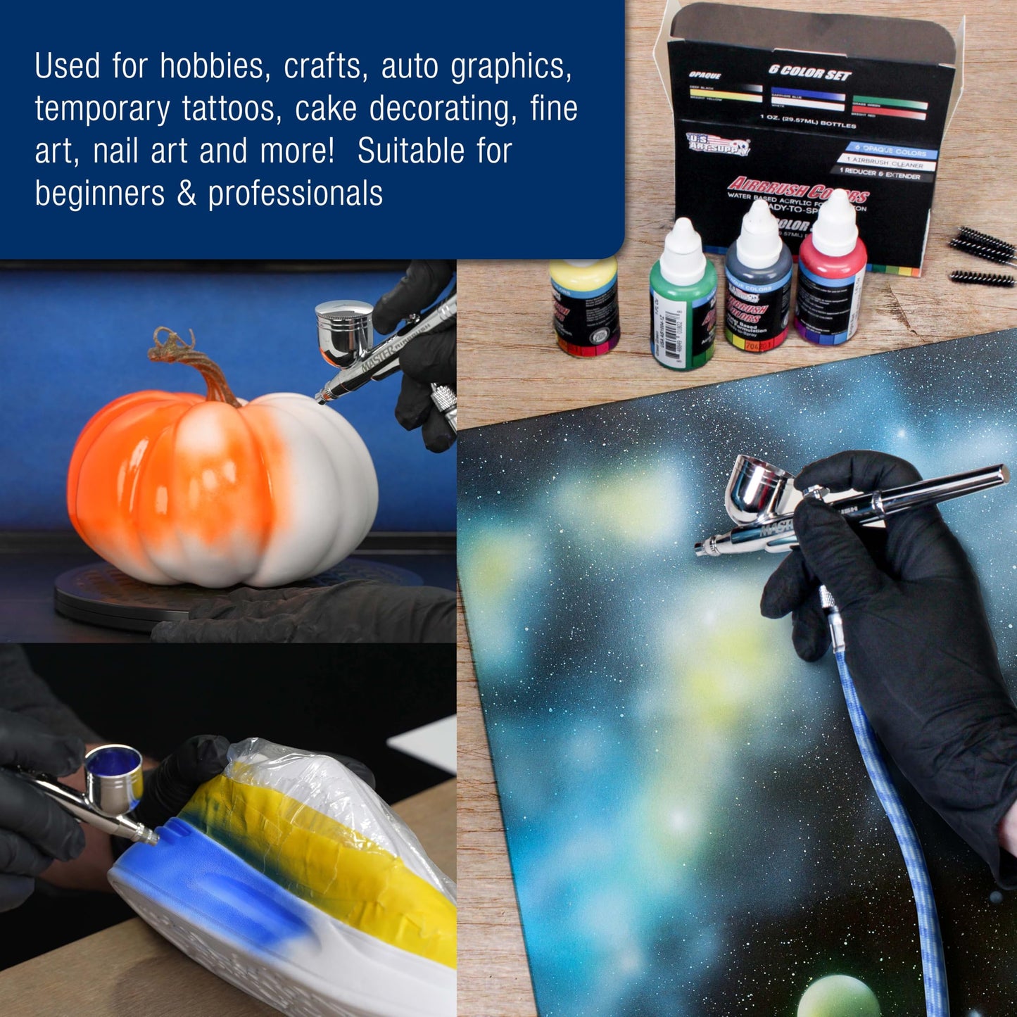 Master Airbrush Cool Runner II Airbrush Kit with Dual Fan Air Compressor, 3 Airbrushes, Cleaning Brushes, Holder, Color Mixing Wheel & How-To Air Brush Manual, Gravity & Siphon Feed