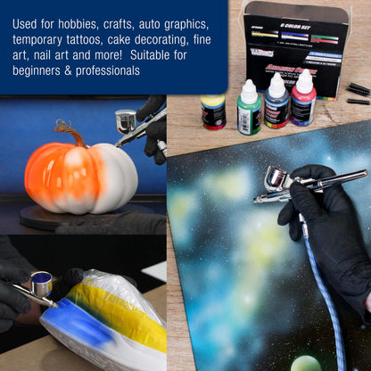 Master Airbrush Cool Runner II Airbrush Kit with Dual Fan Air Compressor, 3 Airbrushes, Cleaning Brushes, Holder, Color Mixing Wheel & How-To Air Brush Manual, Gravity & Siphon Feed