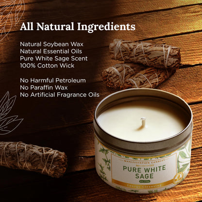 Magnificent 101 Long Lasting Pure White Sage Scented Candle - 6 oz - 35 Hour Burn - Natural Soy Wax Smudge for House Energy Cleansing, Positive Vibes & Manifestation