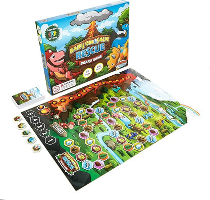 Baby Dinosaur Rescue Board Game – Cooperative Dinosaur Adventure Game for Kids Ages 4+ – Work Together to Save The Baby Dinos – Easy to Learn – Fun Family Board Game