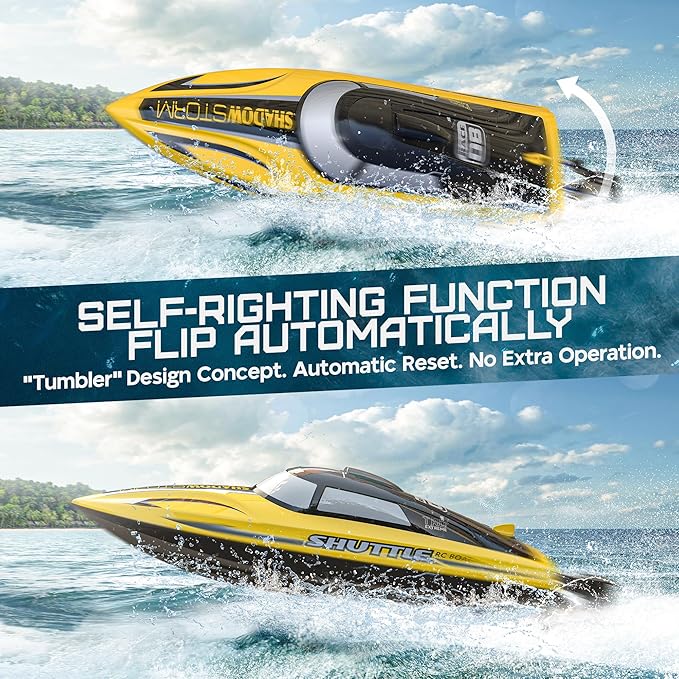 BEZGAR Remote Control Boat for Kids - 2.4GHz Fast RC Boat with LED Lights &amp Portable Suitcase for Pools Lakes &amp Salt Water Summer Water Toys Gifts for Boys &amp Girls Age 6 7 8-12 Years Old
