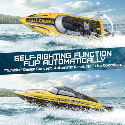 BEZGAR Remote Control Boat for Kids - 2.4GHz Fast RC Boat with LED Lights &amp Portable Suitcase for Pools Lakes &amp Salt Water Summer Water Toys Gifts for Boys &amp Girls Age 6 7 8-12 Years Old