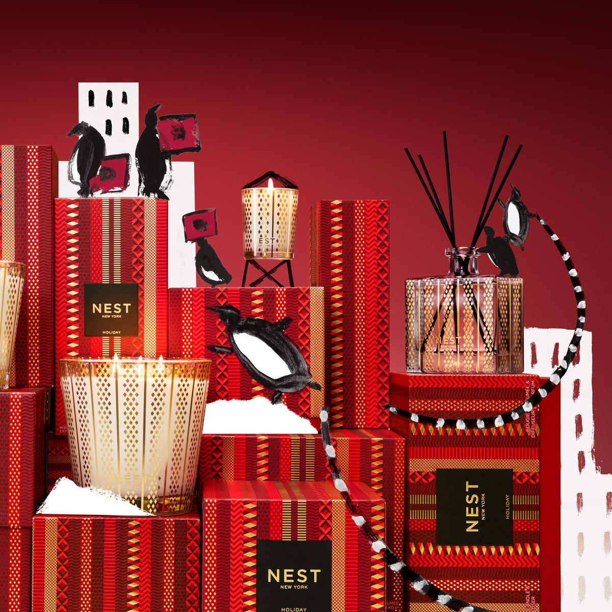 NEST New York Scented Votive Christmas Candle, Holiday - 2 oz - Up to 28-Hour Burn Time - Reusable Glass Vessel