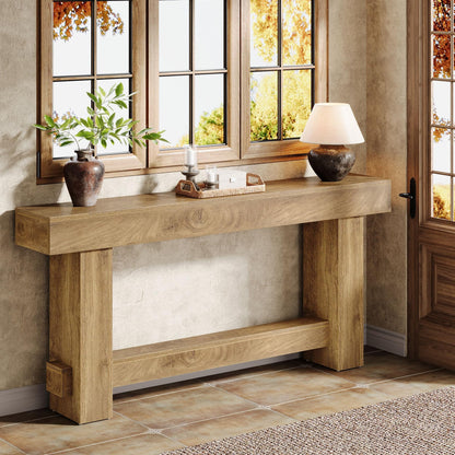 Tribesigns 70.9" Entryway Console Table, Extra Long Wooden Farmhouse Sofa Table Behind Couch, Modern Rustic Foyer Stand with Thick Legs for Hallway, Living Room, Wood Grain Finish