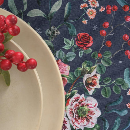 Maison d' Hermine Table Cloth Round Table 100% Cotton 69 Inches Fall Tablecloth Reusable Everyday Use for Thanksgiving Christmas Decorations Dining Farmhouse Party (Christmas Joy)