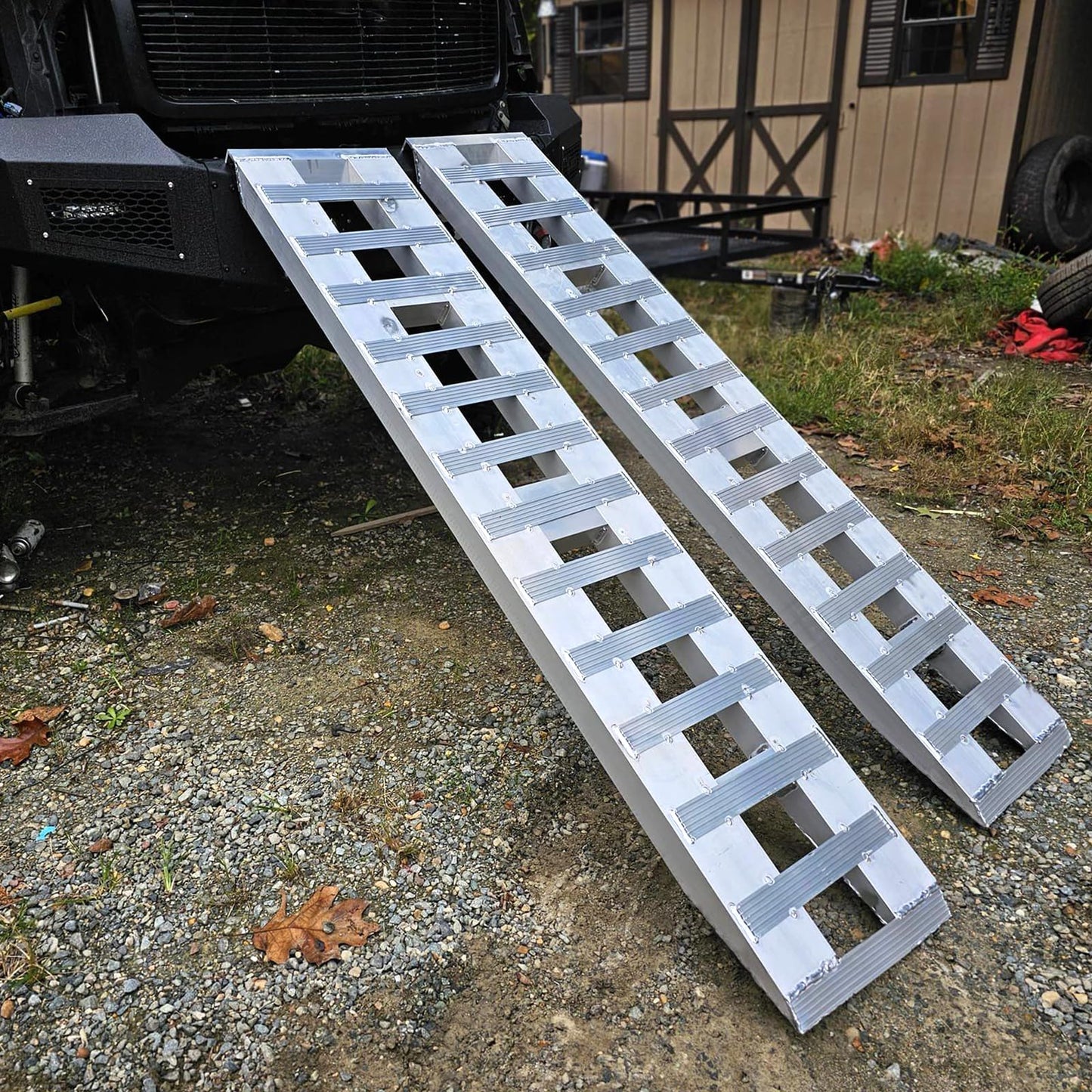 YITAMOTOR 2pcs 6000lbs 60" x 12" Aluminum Trailer Ramps, Heavy Duty Loading Ramps for Car ATV Truck Auto Hauler with Knife & Hook Ends