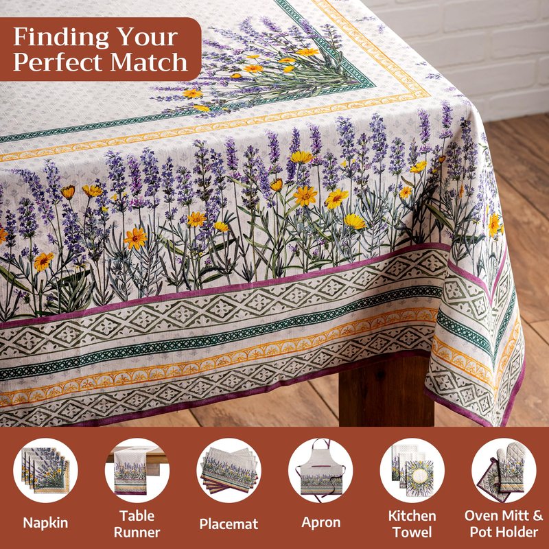 Maison d' Hermine Table Cloth Rectangle Table 100% Cotton 54 x 72 Inches Tablecloth Reusable Decorative for Dining Kitchen Room Farmhouse Home Gifts for Mothers Day Spring Summer - Fanny Lavender
