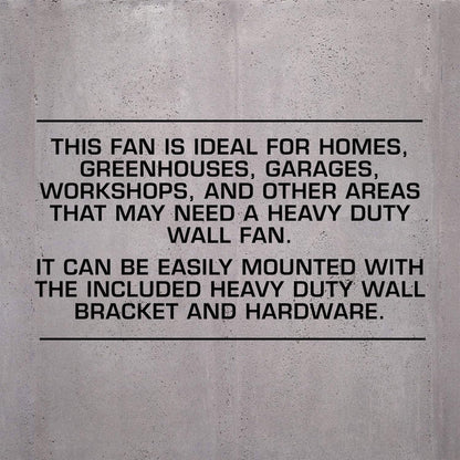 Hurricane Pro High Velocity Oscillating Metal Wall Mount Fan w/ 3 Speeds, Black, 20" - Corded Electric Air Cooling Unit w/ Powerful 4500 CFM Airflow for Home, Garage, Gym, Workshop & Greenhouse