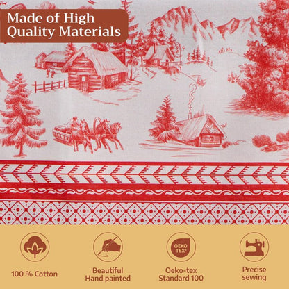Maison d' Hermine Table Cloth Rectangle Table 100% Cotton 54 x 72 Inches Fall Tablecloth Reusable Everyday Use for Thanksgiving Christmas Decorations Dining Farmhouse Party (Winter Jouy)