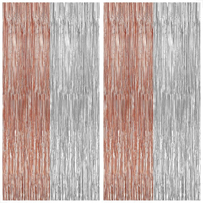 KatchOn, Silver and Rose Gold Fringe Backdrop, Pack of 2 | Silver & Rose Gold Streamers for 16th Birthday, Baby Shower | Bachelorette Party, Bridal Shower Decorations | Graduation Decorations 2026