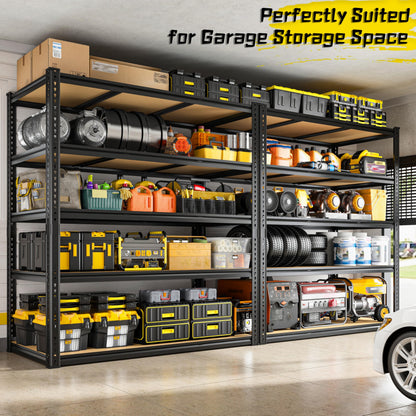 48" W Garage Shelving Heavy Duty 3080LBS Garage Storage Shelving, 5 Tier Adjustable Metal Shelving Unit Utility Rack Shelf for Warehouse, Pantry, Closet, Kitchen 72" H x 48" W x 24" D,Industrial，Black