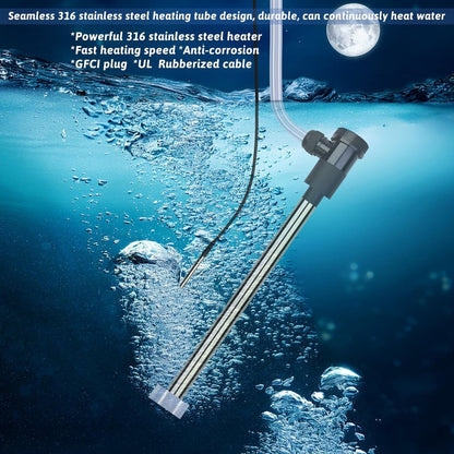 XCLBTFDC 2000W Immersion Water Heater Portable Electric Bathtub & Pool Fully Submersible Water Heater with Temp Control, GFCI for Hot Tub, Bucket, Swimming pool, above ground pool, baptistry & spa tub