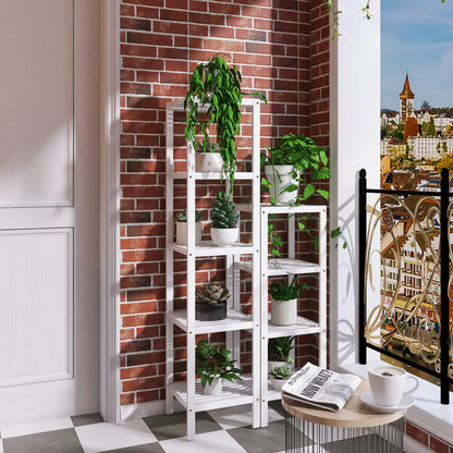 SMIBUY Bathroom Storage Shelf, 4-Tier & 5-Tier Bamboo Rack Organizer, Multifunctional Shelving Unit for Living Room Bedroom Kitchen (White)