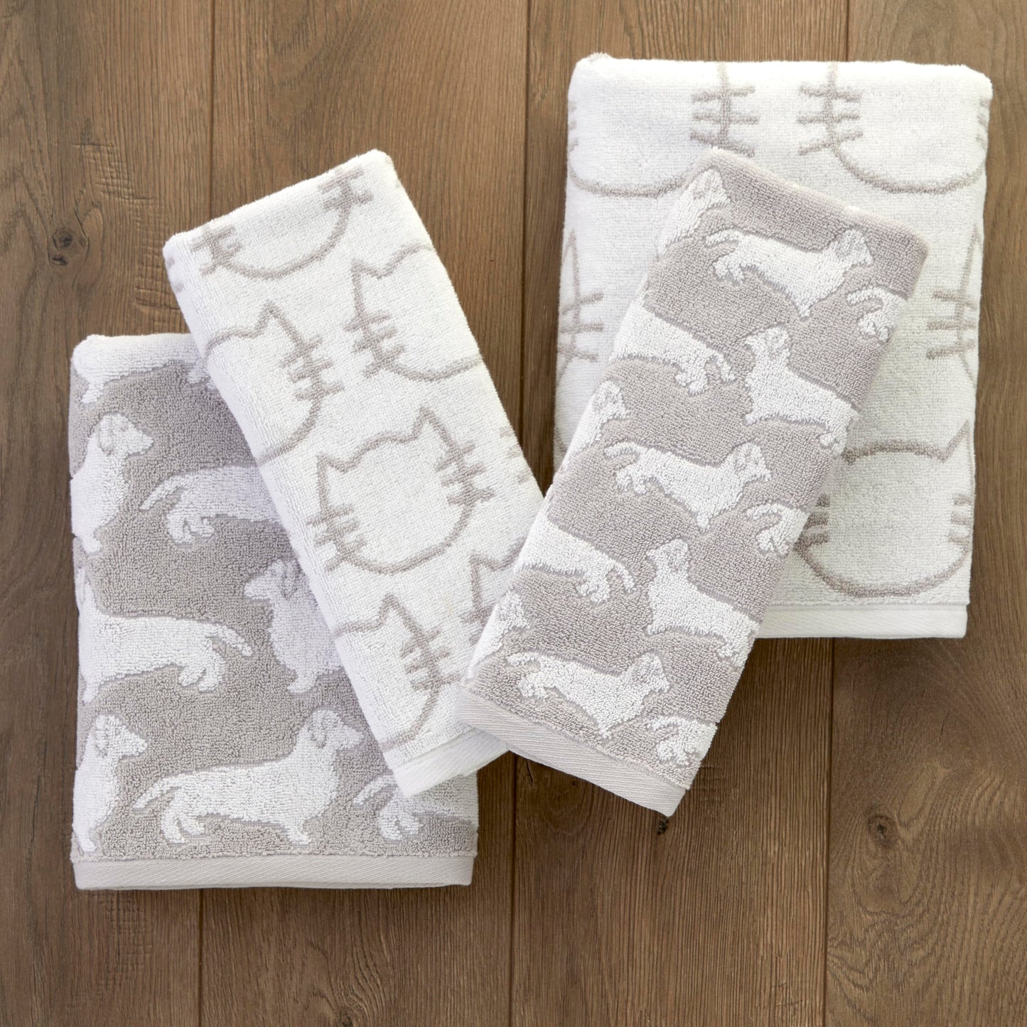 SKL Home Cat Bath Towel, White/Gray