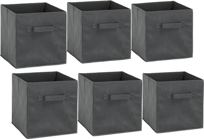 Simple Houseware Foldable Cube Storage Bins - 11-Inch Dark Gray Fabric Organizers | 6-Pack for Closet & Shelves