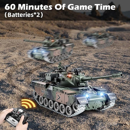 RC Tank 1:18 Alloy Metal US M60 Remote Control Army Model Toys 2.4Ghz RC Vehicle with Realistic Smoke Sound and Lights Military Tank That Shoots BBS for Adults and Kids