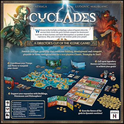 Cyclades | Epic Mythological Greek Strategy Game for Teens &amp Adults | Classic Auctioning &amp Area Control Board Game | 1v1 Competitive or Team Modes | Ages 14+ | 2-6 Players | 60-90 Minutes