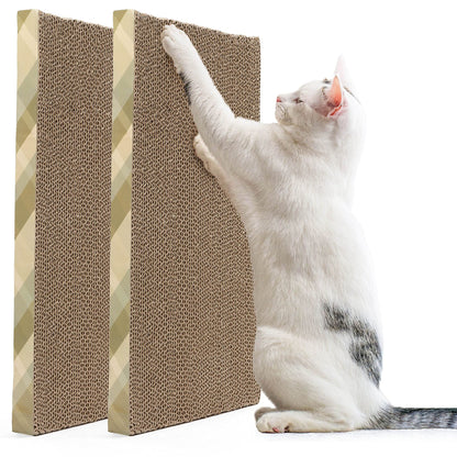 PrimePets XL Wide Cat Scratcher Cardboard, 2 Pack, Cat Scratching Pads, Corrugated Cat Scratch Board, Large Reversible Refill Sofa Bed Lounge, Catnip Included