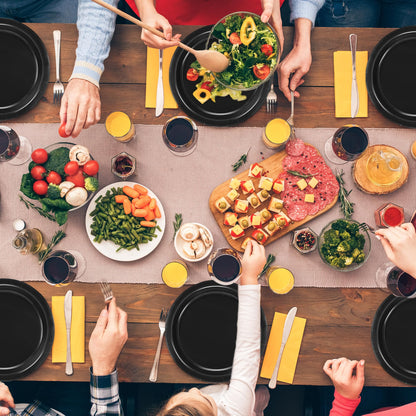 50 Pieces of Paper Plates, Round Black Party Plates Pack, Disposable 9 Inches Paper Dinner Plates, Everyday Use Plates for Daily Meals Picnic Camping Birthday Christmas Thanksgiving Supplies