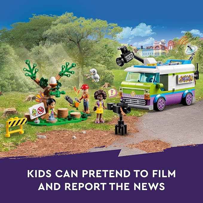 LEGO Friends Newsroom Van 41749 Building Toy Set Creative Fun for Ages 6+ Includes Accessories So Kids Can Pretend to Film and Report The News A Fun Birthday Gift for Kids Who Love Role Play