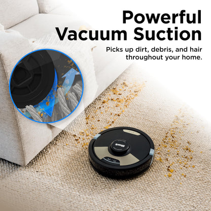 Shark Matrix Plus 2in1 Robot Vacuum & Mop with Sonic Mopping, Matrix Clean, Home Mapping, HEPA Bagless Self Empty Base, CleanEdge, for Pet Hair, WiFi, Compatible with Alexa, Black/Gold (AV2613WA)