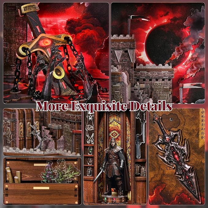 Book Nook Kit - DIY Miniature House Kit for Adults Teens Dollhouse Magic Booknook Tiny House Bookshelf Decor Gifts for Family Friends (Sword of Fire)