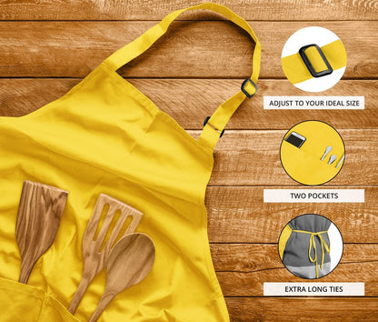 Utopia Kitchen 2 Pack Bib Apron, Adjustable with 2 Pockets, Water and Oil Resistant, Cooking Kitchen Chef Apron for Women Men
