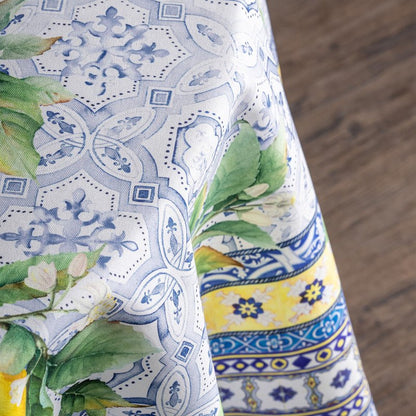 Maison d' Hermine Table Cloth Round Table 100% Cotton 69 Round Inches Tablecloth Reusable Decorative for Dining Kitchen Room Farmhouse Home Gifts for Mothers Day Spring Summer - Citrus