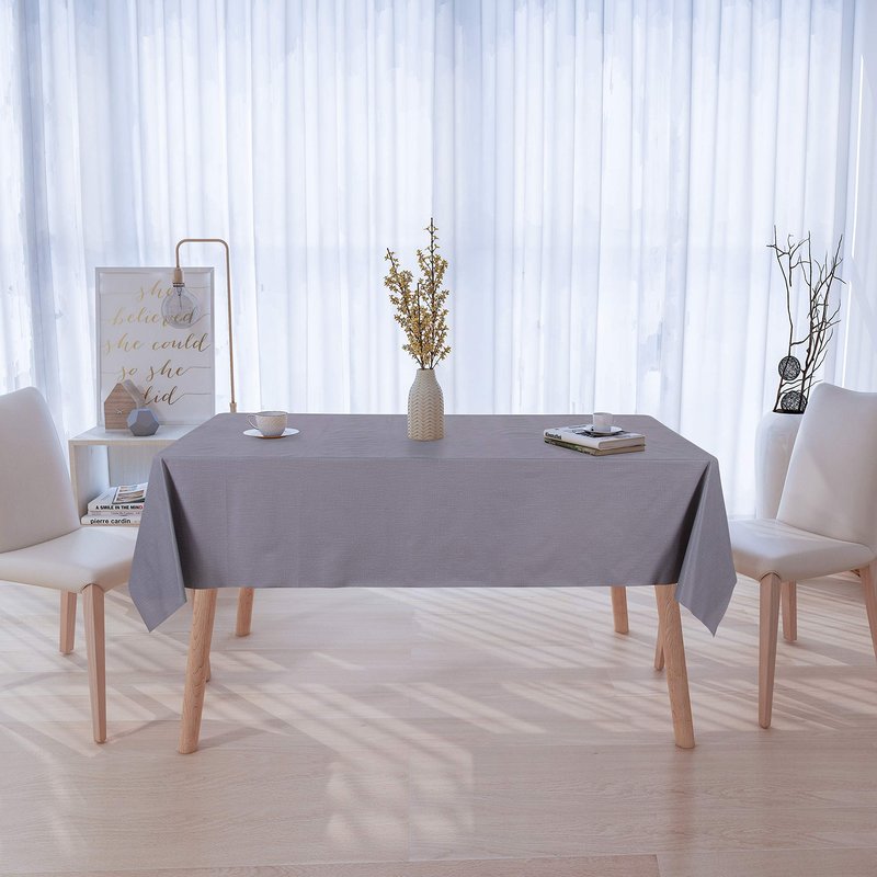 sancua 100% Waterproof Rectangle PVC Tablecloth - 60 x 60 Inch - Oil Proof Spill Proof Vinyl Table Cloth, Wipe Clean Table Cover for Dining Tables, Buffet Parties and Camping, Grey