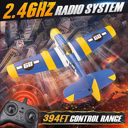 BEZGAR HQ089 RC Plane Drones for Kids 6-axis Gyro Remote Control Airplane RC Helicopter Easy Control for Beginners Toys with Colorful LED Navigation Lights