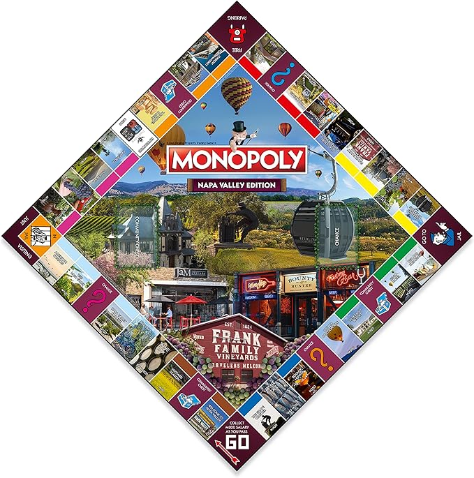Monopoly Board Game Napa Valley Edition: 2-6 Players Family Board Games for Kids and Adults Board Games for Kids 8 and up for Kids and Adults Ideal for Game Night